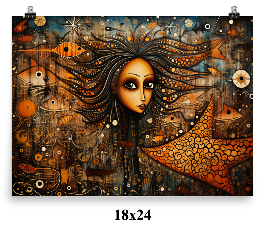 Young Australian Aboriginal Mermaid Poster