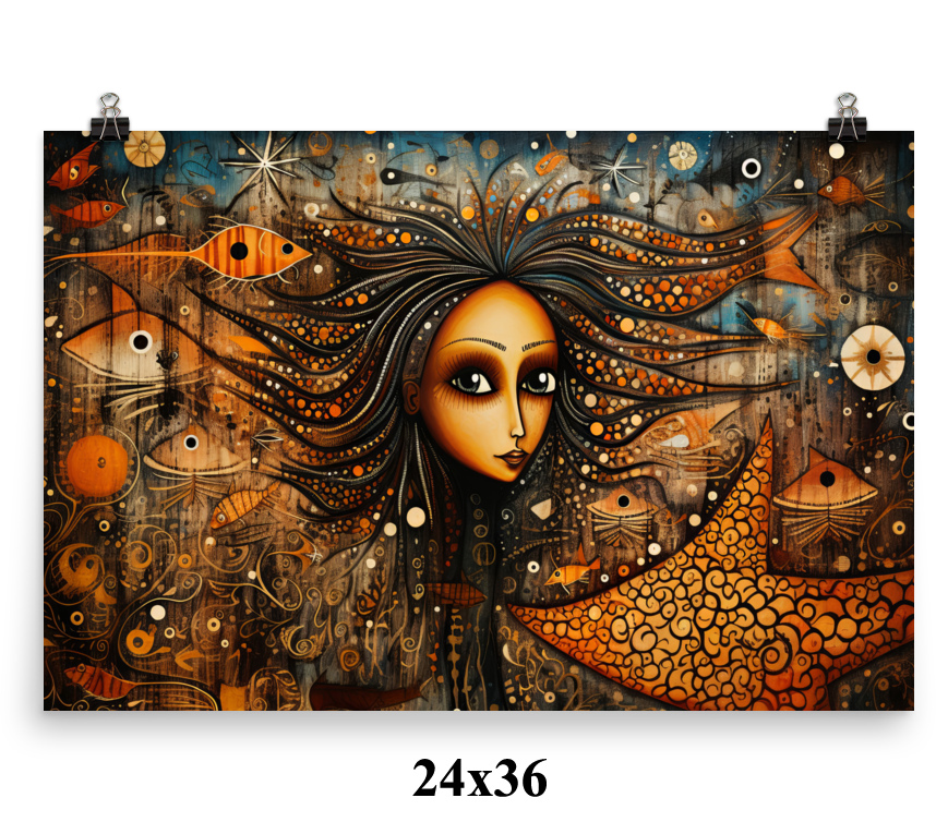 Young Australian Aboriginal Mermaid Poster