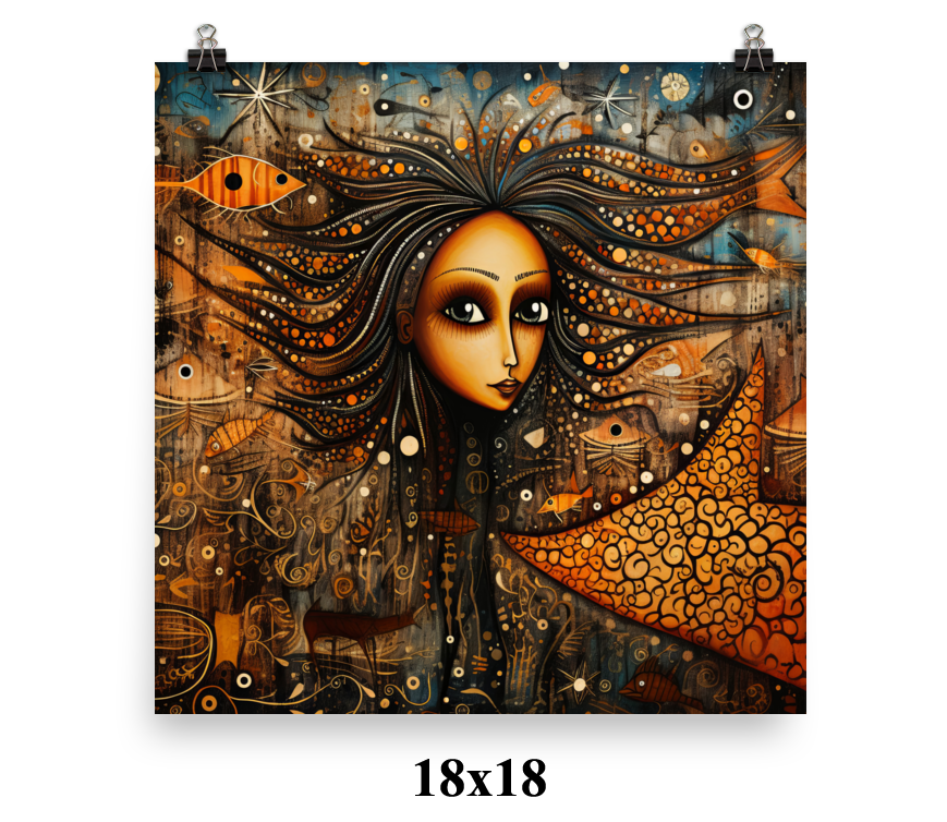 Young Australian Aboriginal Mermaid Poster