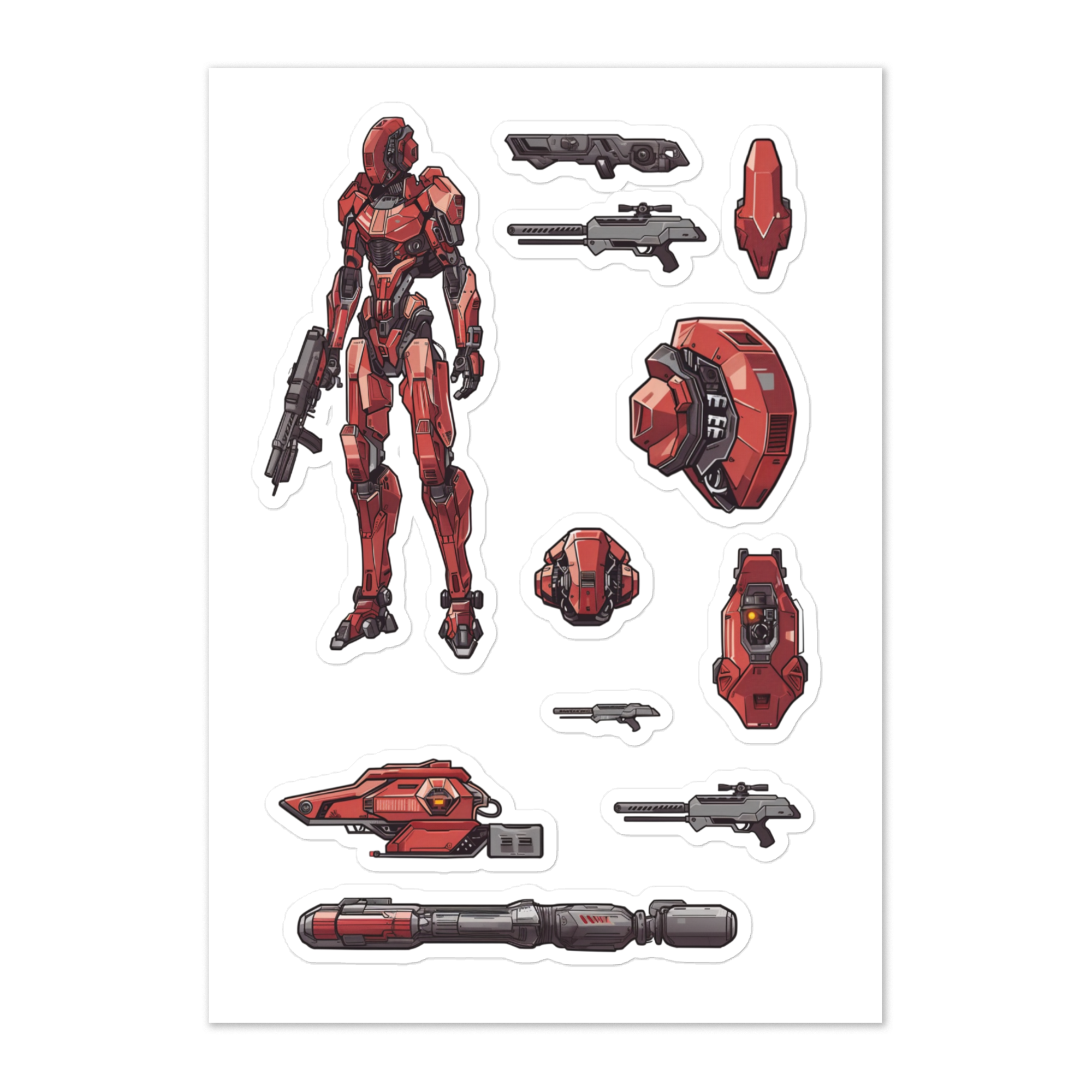 Mech Red Sticker Sheet