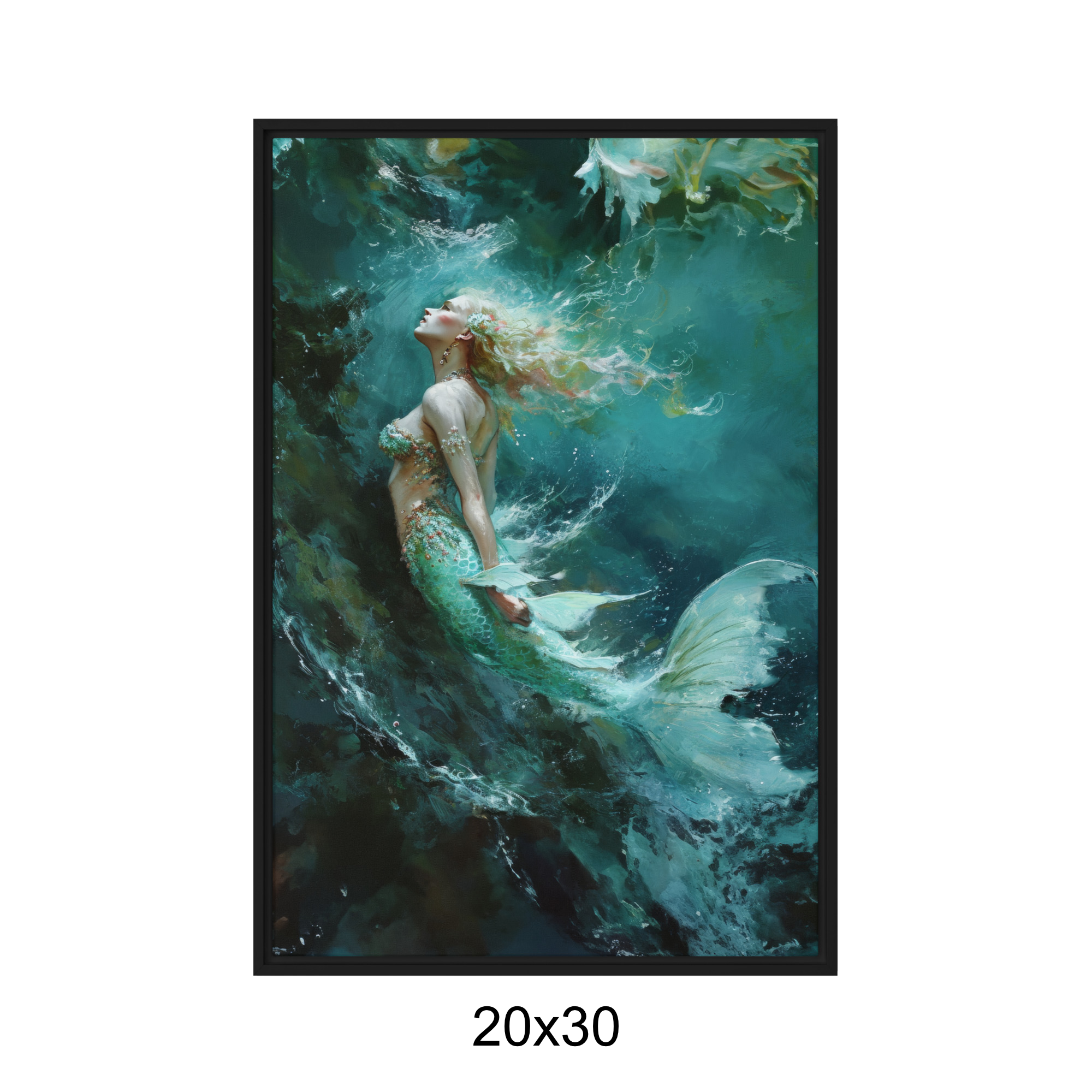 Mermaid Rising Framed Canvas